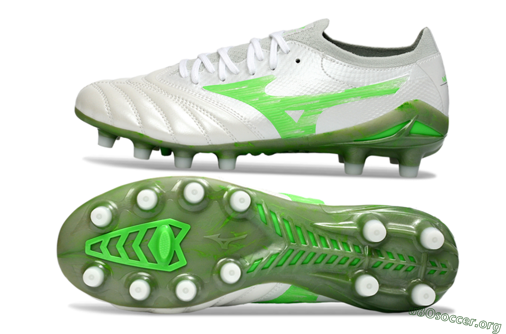 Mizuno Morelia Neo 4 FG Football Boots - White/Vibrant Green/Graphite Grey 1