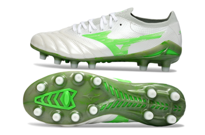 Mizuno Morelia Neo 4 FG Football Boots - White/Vibrant Green/Graphite Grey