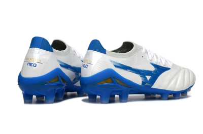 Mizuno Morelia Neo 4 FG Football Boots - White/Sky Blue/Royal Blue