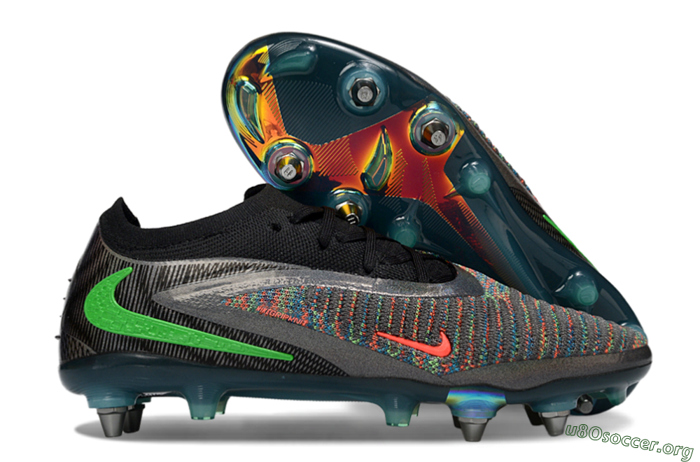 Nike Phantom 6 Low Elite SG Football Boots - Black/Vibrant Green/Fiery Red 2