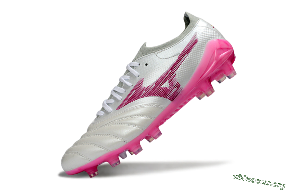 Mizuno Morelia Neo 4 FG Football Boots - White/Electric Pink/Metallic Silver 5