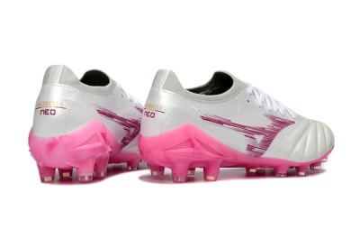Mizuno Morelia Neo 4 FG Football Boots - White/Electric Pink/Metallic Silver
