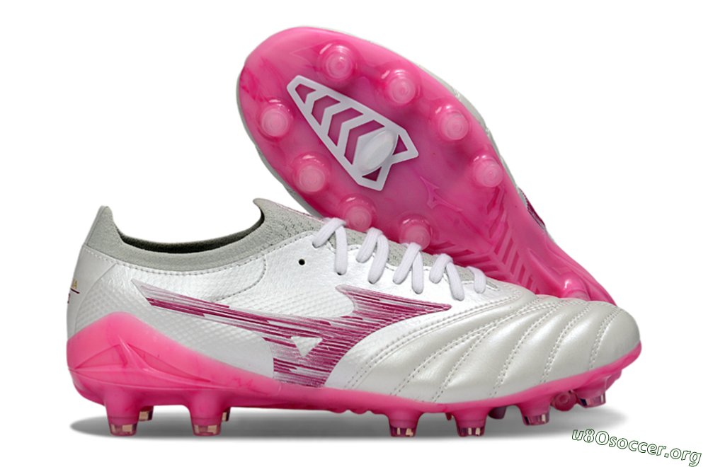 Mizuno Morelia Neo 4 FG Football Boots - White/Electric Pink/Metallic Silver 2