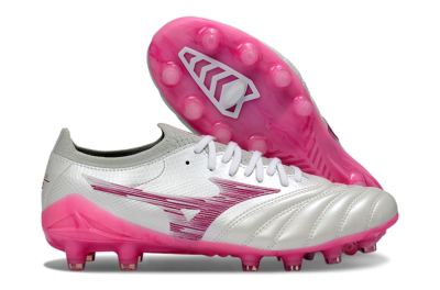 Mizuno Morelia Neo 4 FG Football Boots - White/Electric Pink/Metallic Silver