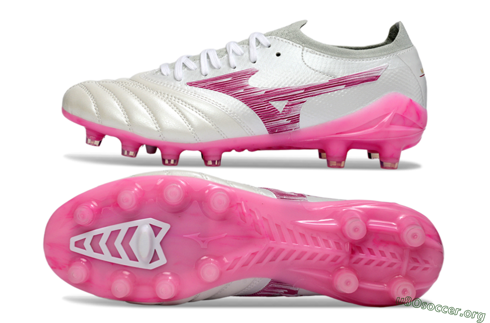 Mizuno Morelia Neo 4 FG Football Boots - White/Electric Pink/Metallic Silver 1