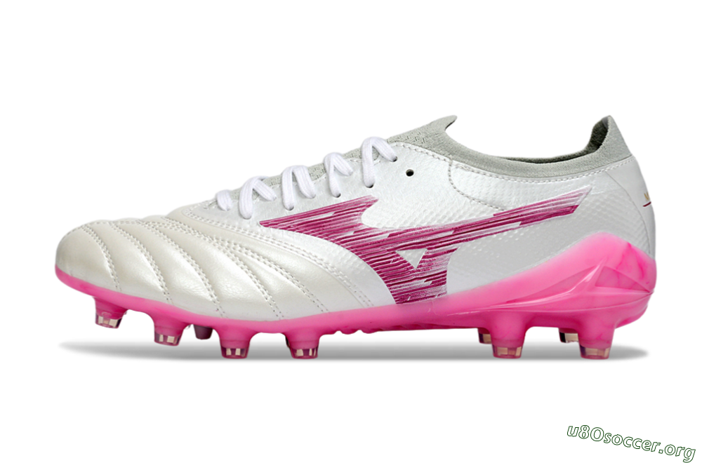 Mizuno Morelia Neo 4 FG Football Boots - White/Electric Pink/Metallic Silver 3