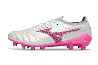 Mizuno Morelia Neo 4 FG Football Boots - White/Electric Pink/Metallic Silver