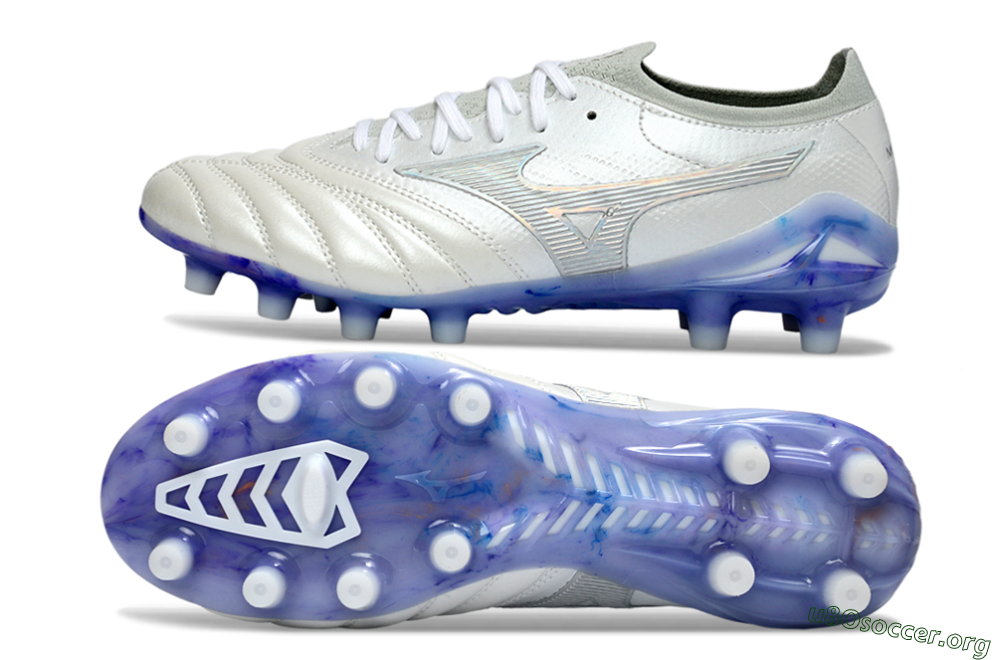 Mizuno Morelia Neo 4 FG Football Boots - White/Sky Blue/Deep Purple 1