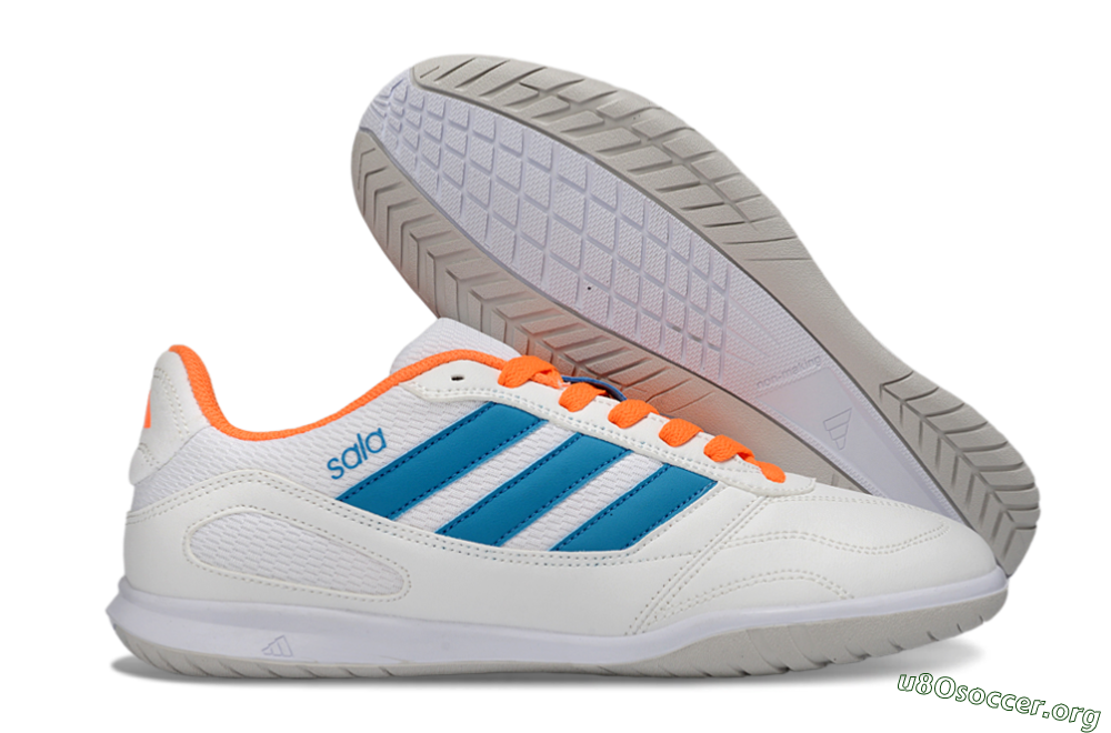Adidas Top Sala IC Football Shoes - White/Sky Blue/Orange Blaze 2