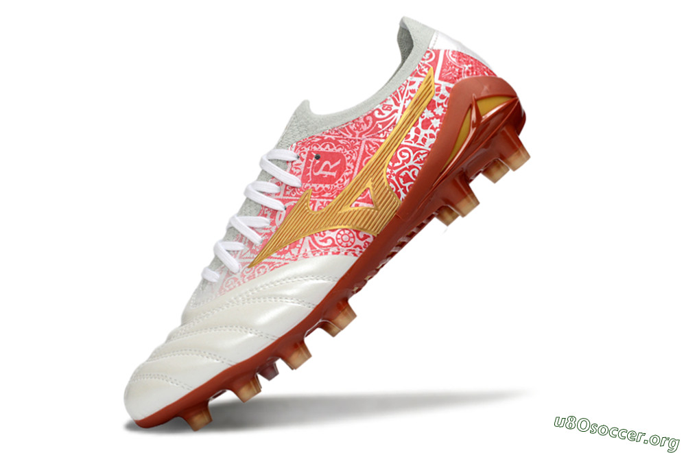 Mizuno Morelia Neo 4 FG Football Boots - White/Scarlet Red/Copper Brown 5