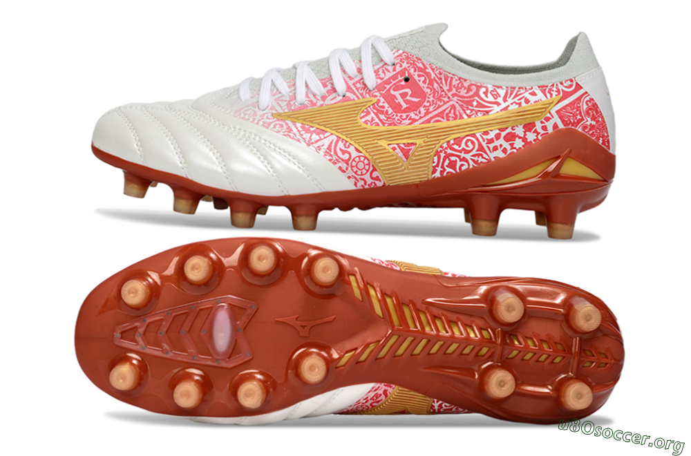 Mizuno Morelia Neo 4 FG Football Boots - White/Scarlet Red/Copper Brown 1