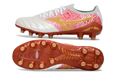 Mizuno Morelia Neo 4 FG Football Boots - White/Scarlet Red/Copper Brown