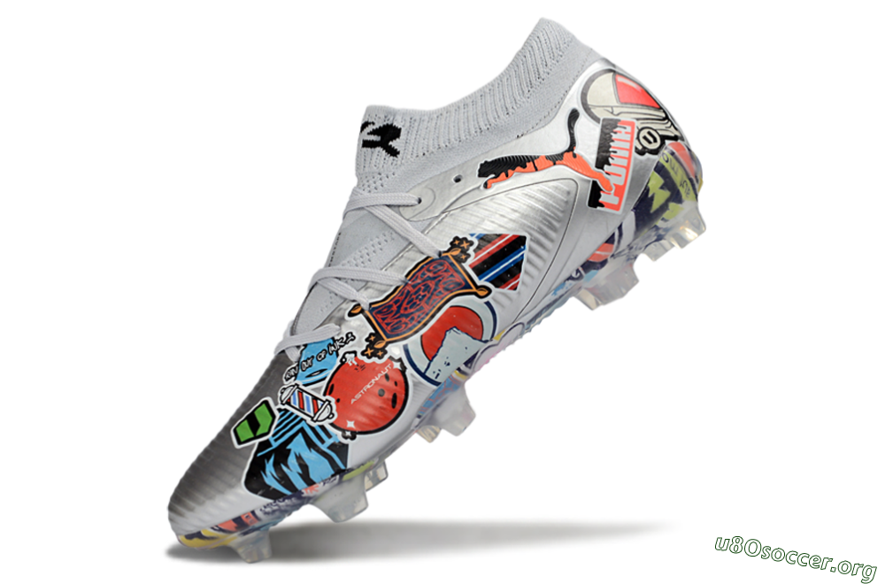 Puma Future 8 Ultimate FG Football Boots - Silver/Vibrant Graffiti/Multi-Color Design 5