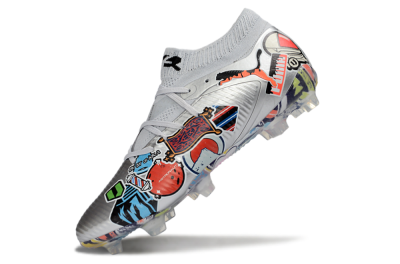 Puma Future 8 Ultimate FG Football Boots - Silver/Vibrant Graffiti/Multi-Color Design