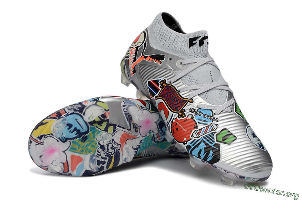 Puma Future 8 Ultimate FG Football Boots - Silver/Vibrant Graffiti/Multi-Color Design 0