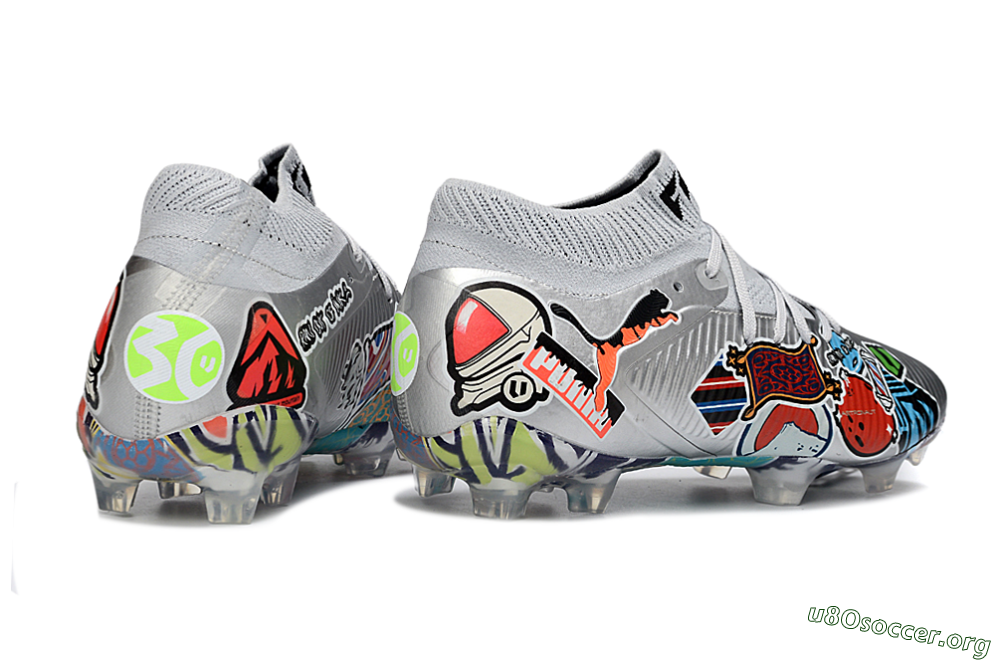 Puma Future 8 Ultimate FG Football Boots - Silver/Vibrant Graffiti/Multi-Color Design 6