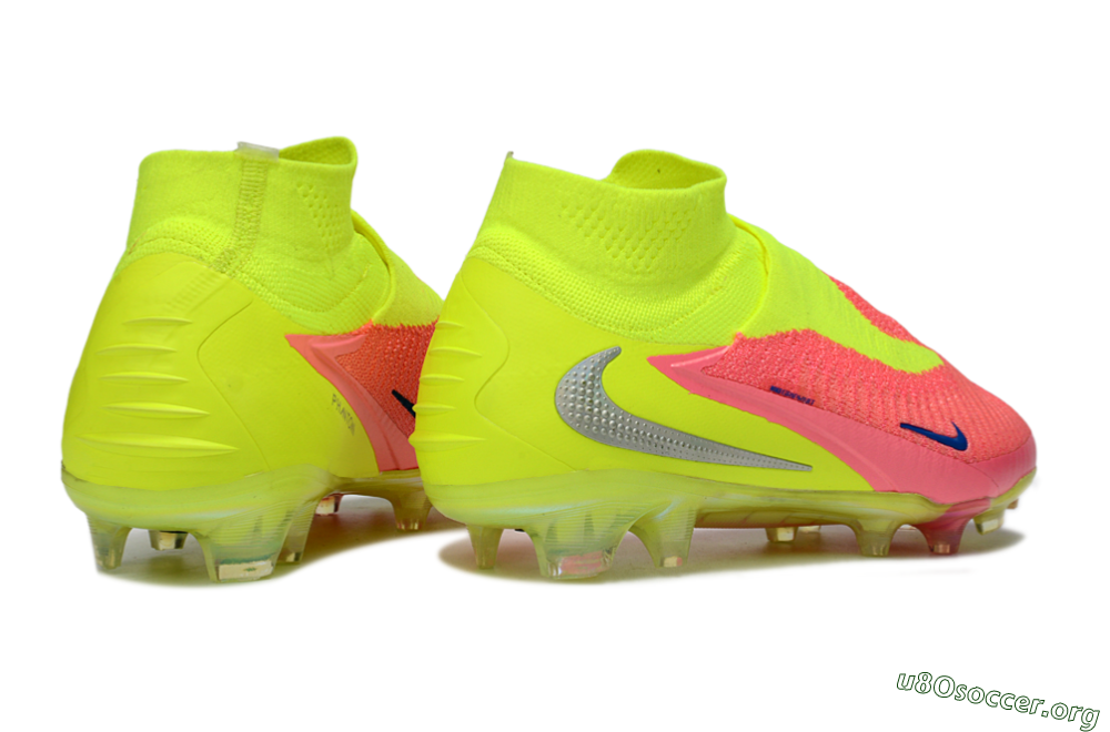 Nike Phantom 6 High Elite FG Football Boots - Pink/Neon Green/Blue 6