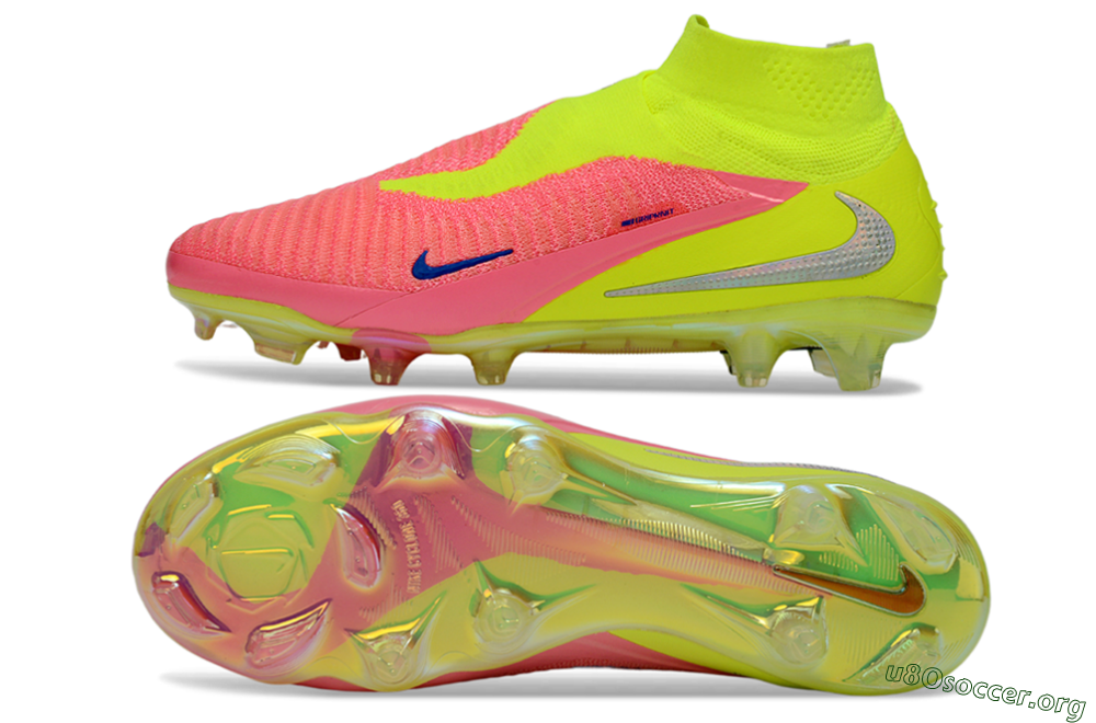 Nike Phantom 6 High Elite FG Football Boots - Pink/Neon Green/Blue 1