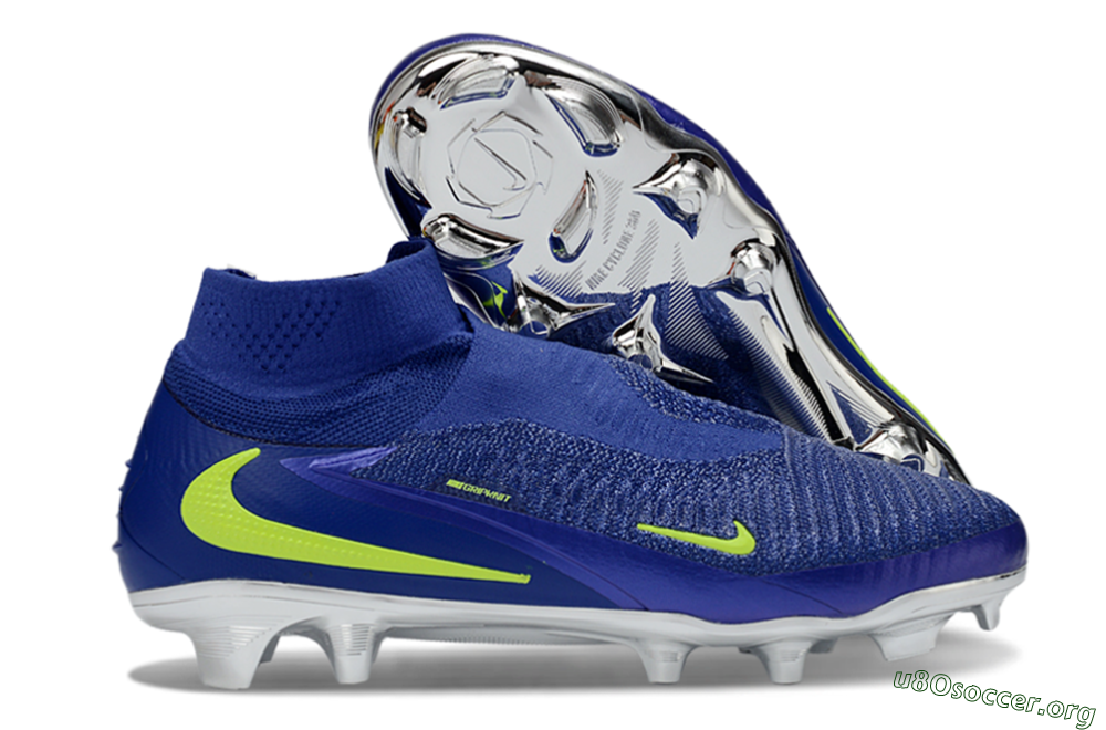 Nike Phantom 6 High Elite FG Football Boots - Blue/Electric Yellow/Deep Navy 2