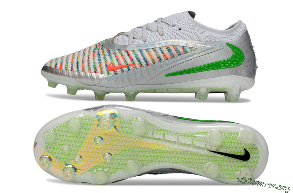 Nike Phantom 6 Low Elite AG Football Boots - Silver/Neon Green/Coral Pink 1