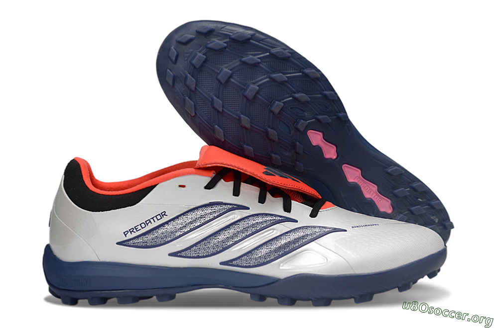Adidas Predator Elite Fold-Over Tongue TF Football Shoes - White/Navy Blue/Neon Orange 2