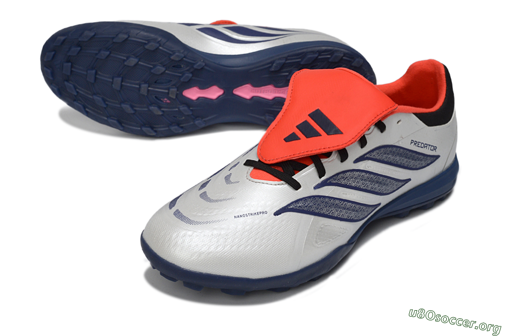 Adidas Predator Elite Fold-Over Tongue TF Football Shoes - White/Navy Blue/Neon Orange 0