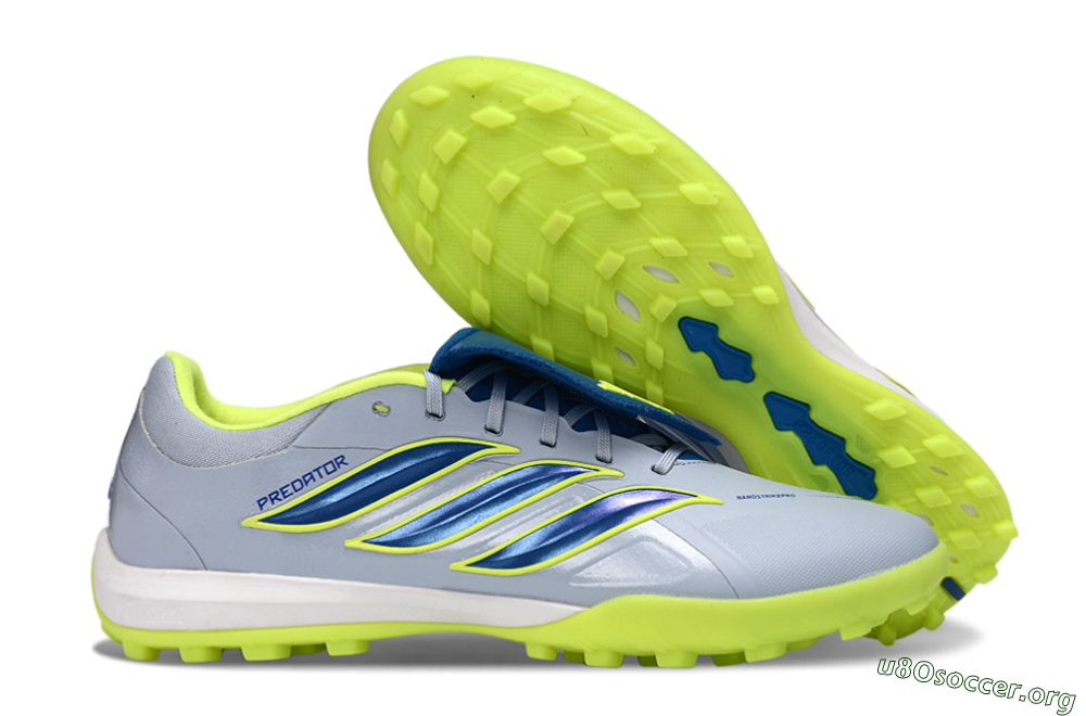 Adidas Predator Elite Fold-Over Tongue TF Football Shoes - Gray/Lime Green/Navy Blue 2