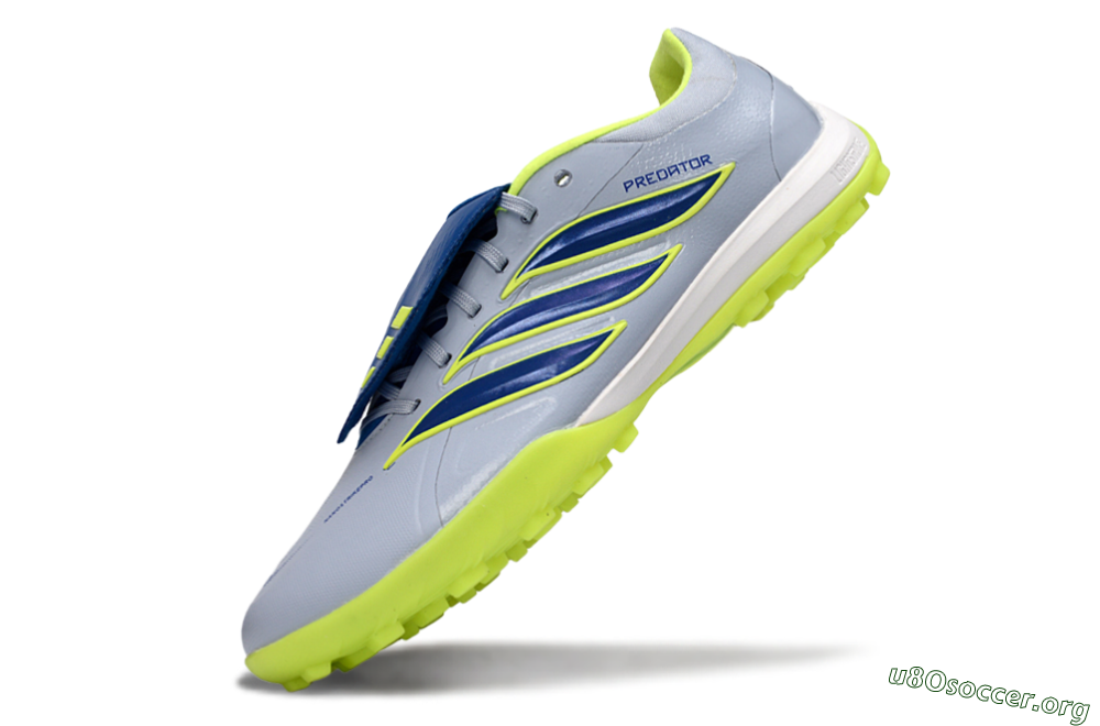 Adidas Predator Elite Fold-Over Tongue TF Football Shoes - Gray/Lime Green/Navy Blue 5