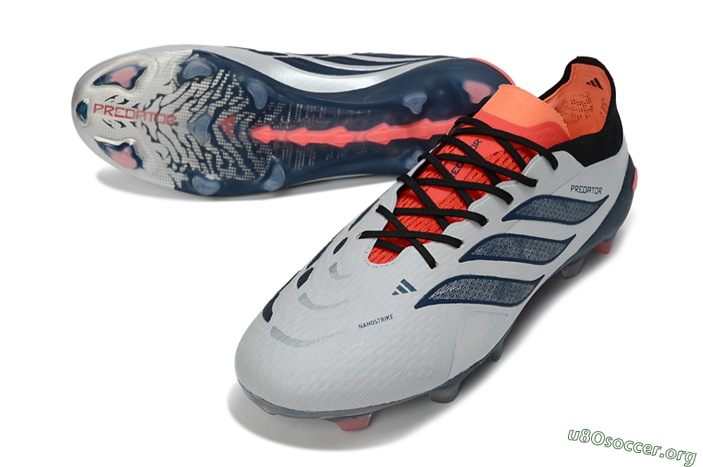 Adidas Predator 26 Elite FG Football Boots - Grey/Navy Blue/Fiery Red 0