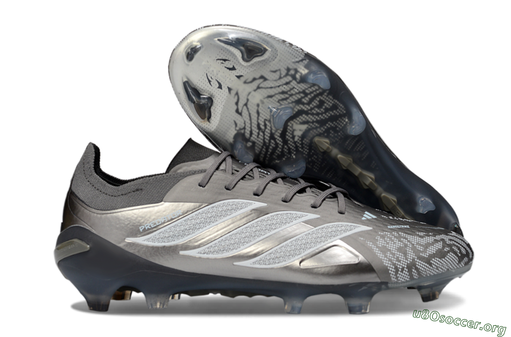 Adidas Predator 26 Elite FG Football Boots - Gray/Graphite Silver/Charcoal 2
