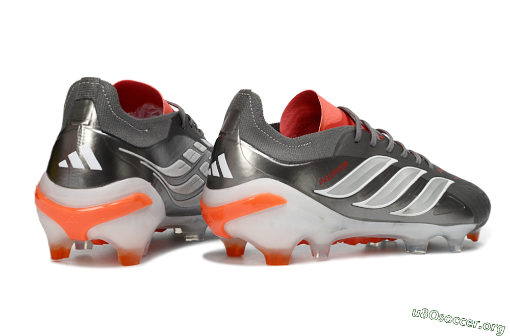 Adidas Predator 26 Elite FG Football Boots - Gray/Vibrant Red/Metallic Silver 6