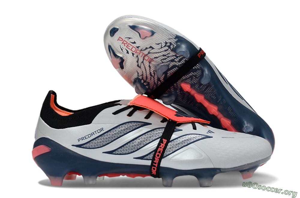 Adidas Predator 26 Elite Fold-Over Tongue FG Football Boots - White/Midnight Blue/Flame Orange 2