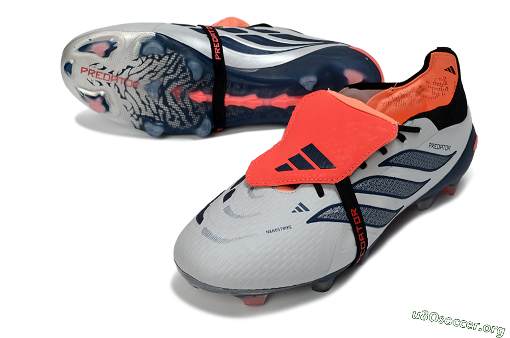 Adidas Predator 26 Elite Fold-Over Tongue FG Football Boots - White/Midnight Blue/Flame Orange 0