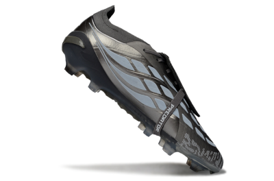 Adidas Predator 26 Elite Fold-Over Tongue FG Football Boots - Black/Steel Grey/White