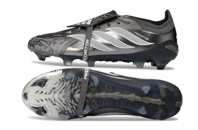 Adidas Predator 26 Elite Fold-Over Tongue FG Football Boots - Black/Steel Grey/White