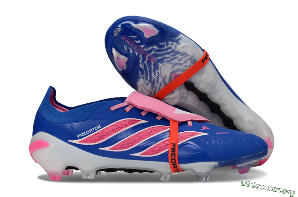 Adidas Predator 26 Elite Fold-Over Tongue FG Football Boots - Blue/Neon Pink/White 2