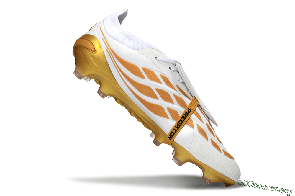 Adidas Predator 26 Elite Fold-Over Tongue FG Football Boots - White/Golden Highlights/Black Accents 4