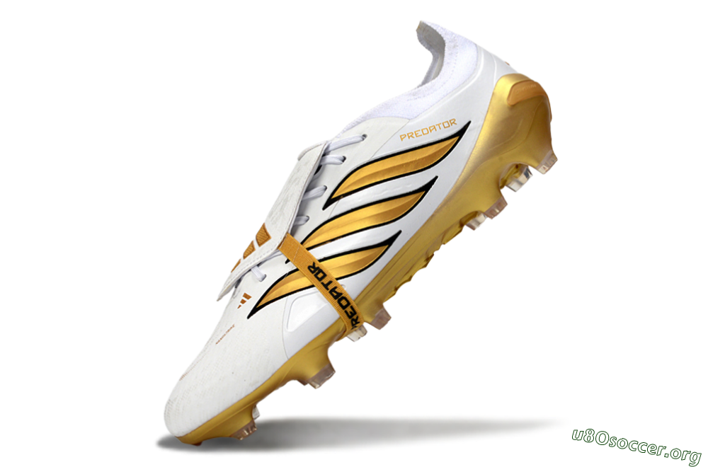 Adidas Predator 26 Elite Fold-Over Tongue FG Football Boots - White/Golden Highlights/Black Accents 5