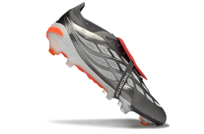Adidas Predator 26 Elite Fold-Over Tongue FG Football Boots - Gray/Electric Orange/Metallic Silver