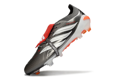 Adidas Predator 26 Elite Fold-Over Tongue FG Football Boots - Gray/Electric Orange/Metallic Silver