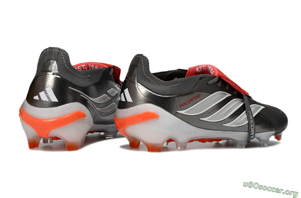 Adidas Predator 26 Elite Fold-Over Tongue FG Football Boots - Gray/Electric Orange/Metallic Silver 5