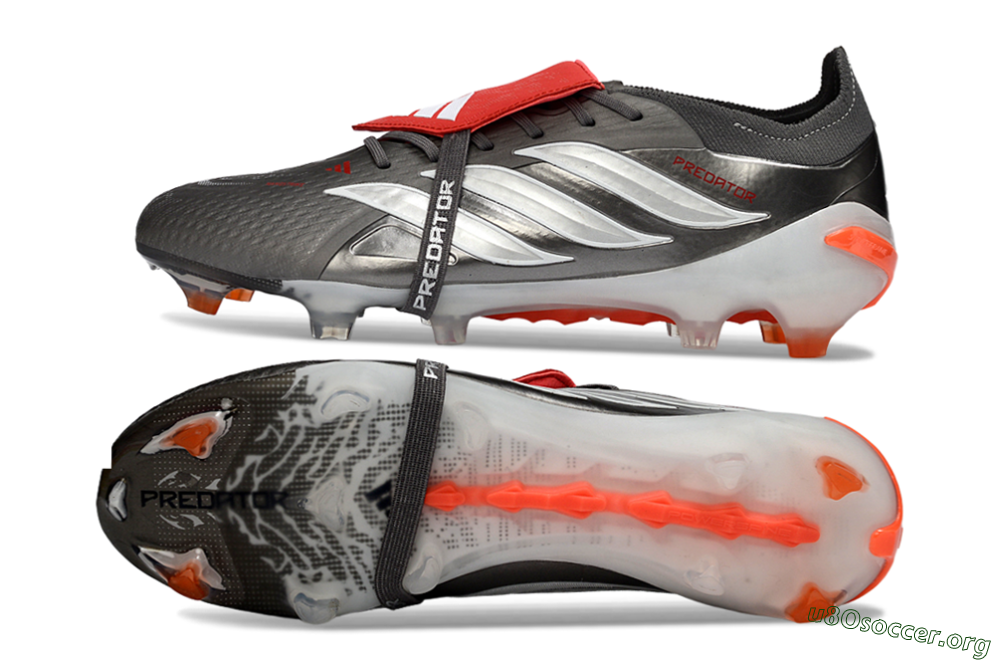 Adidas Predator 26 Elite Fold-Over Tongue FG Football Boots - Gray/Electric Orange/Metallic Silver 1