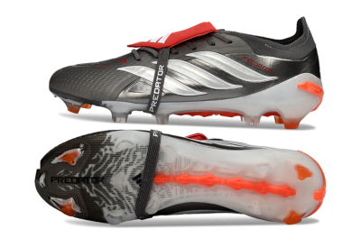 Adidas Predator 26 Elite Fold-Over Tongue FG Football Boots - Gray/Electric Orange/Metallic Silver