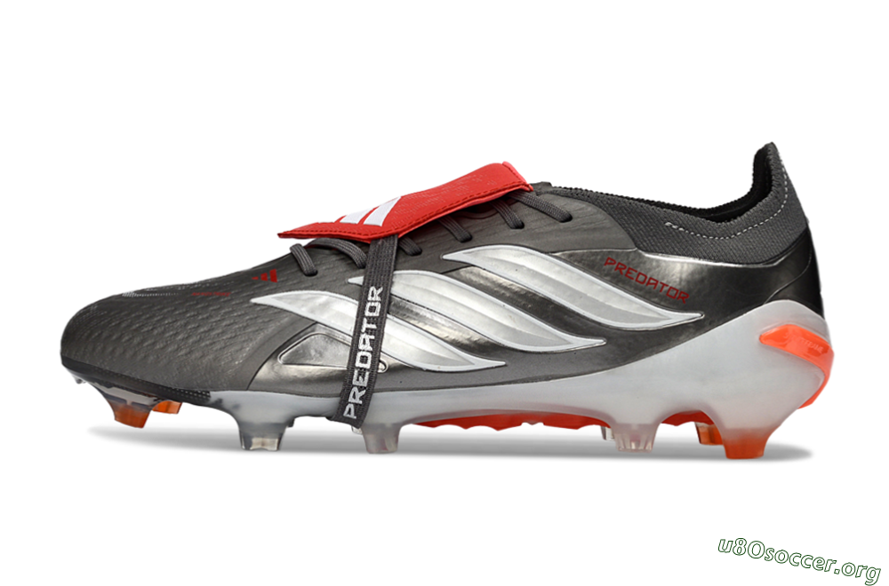 Adidas Predator 26 Elite Fold-Over Tongue FG Football Boots - Gray/Electric Orange/Metallic Silver 2