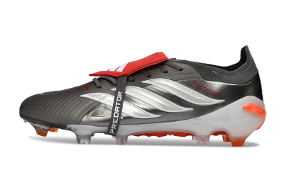 Adidas Predator 26 Elite Fold-Over Tongue FG Football Boots - Gray/Electric Orange/Metallic Silver