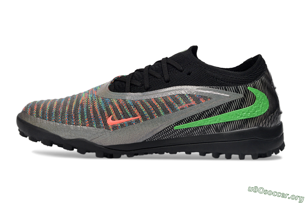 Nike Phantom 6 Low Elite TF Football Shoes - Black/Vibrant Green/Coral Red 3
