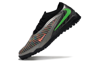 Nike Phantom 6 Low Elite TF Football Shoes - Black/Vibrant Green/Coral Red