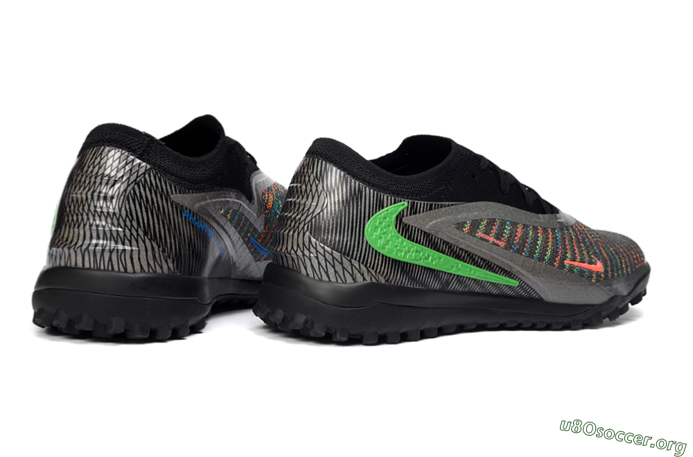 Nike Phantom 6 Low Elite TF Football Shoes - Black/Vibrant Green/Coral Red 6