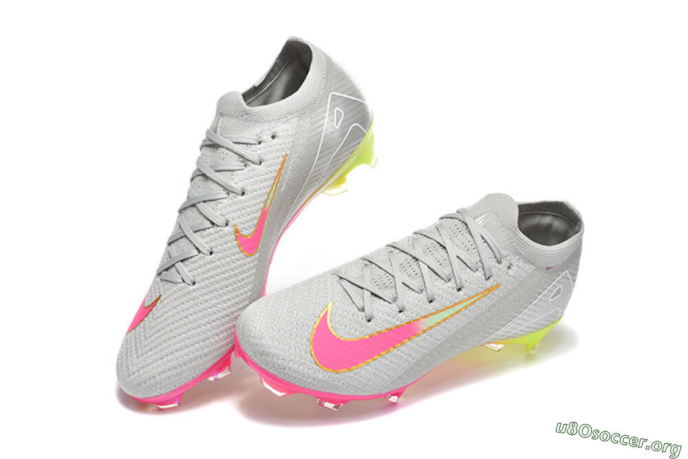 Nike Air Zoom Mercurial Vapor 16 Elite FG Football Boots - Gray/Neon Pink/Neon Green 6