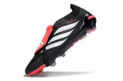 Adidas Predator 26 Elite Fold-Over Tongue FG Football Boots - Black/Fiery Red/Steel Silver